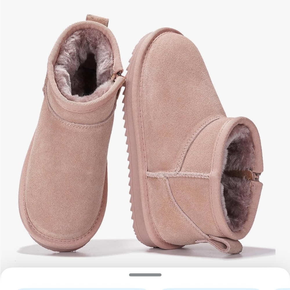 Pink Suede Girls Fleeced Lined Booties, 11